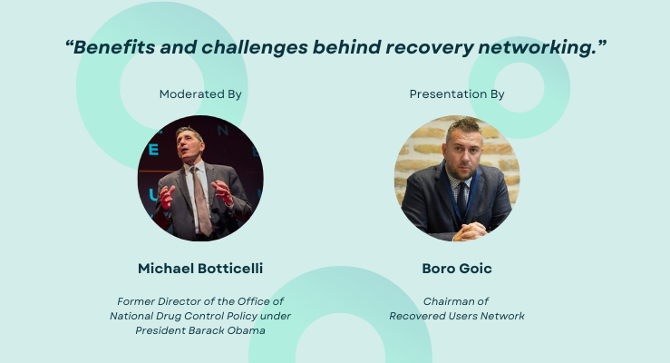 An image of Global Recovery Dialogue moderator Michael Bottecelli and presenter Boro Goic