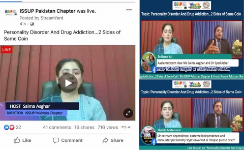 Issup Paquistão Chapter and Youth Forum Paquistão conduziu uma sessão ao vivo sobre "TRANSTORNO DE PERSONALIDADE E DEPENDÊNCIA DE DROGAS..... 2 LADOS DA MESMA MOEDA" em 16 de dezembro de 2020.