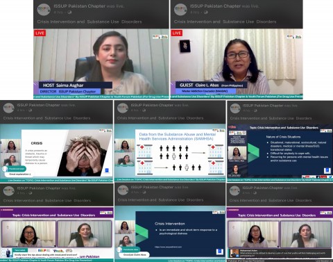 Live Session/Webinar su "CRISIS INTERVENTION AND SUBSTANCE USE DISORDER" Condotto da ISSUP Pakistan Chapter e Youth Forum Pakistan.
