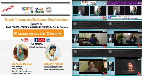 Sessione live su "TERAPIA DI COPPIA E DISTURBO DA USO DI SOSTANZE" a cura di ISSUP Pakistan Chapter's & Youth Forum Pakistan (For Drug Use Prevention).