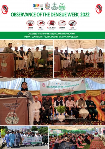 Seminario anti-dengue organizzato da ISSUP Pakistan, Dipartimento del Benessere Sociale, Governo del Punjab e M A Jinnah Foundation, il 27 agosto 2022.